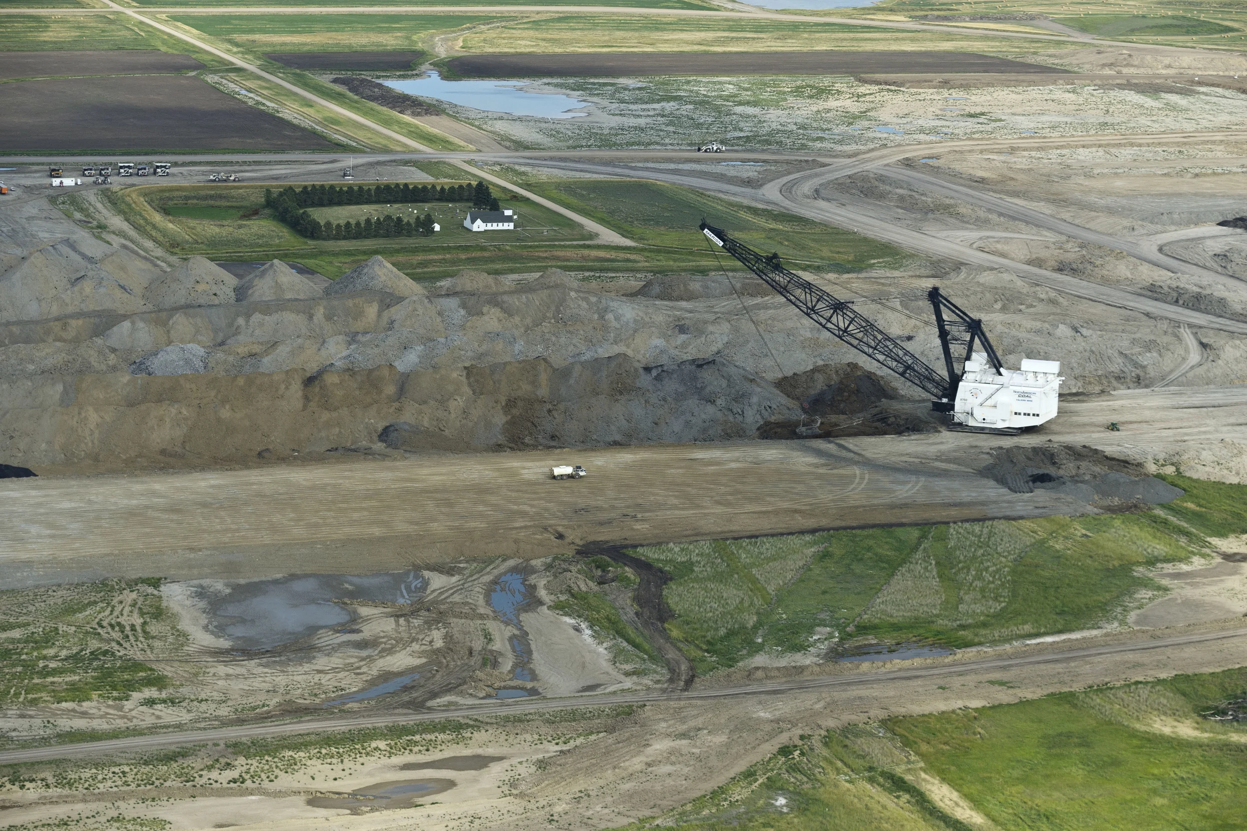 Strip Mining encroaching on Birka Lutheran Church near Washburn, ND.