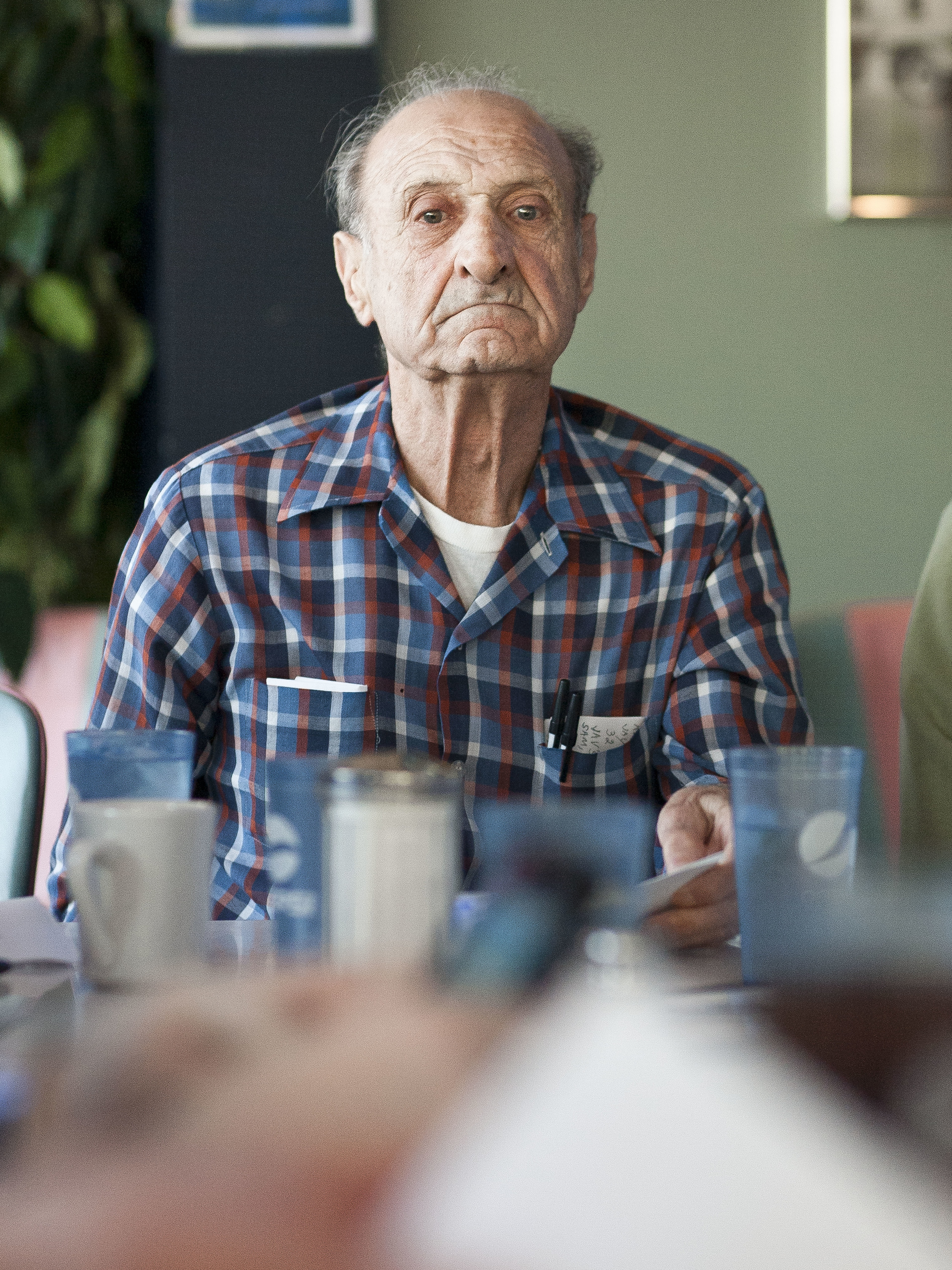 Nick pauses during a Rochester Tea Party meeting at Jay's Diner in Rochester, NY. 2011