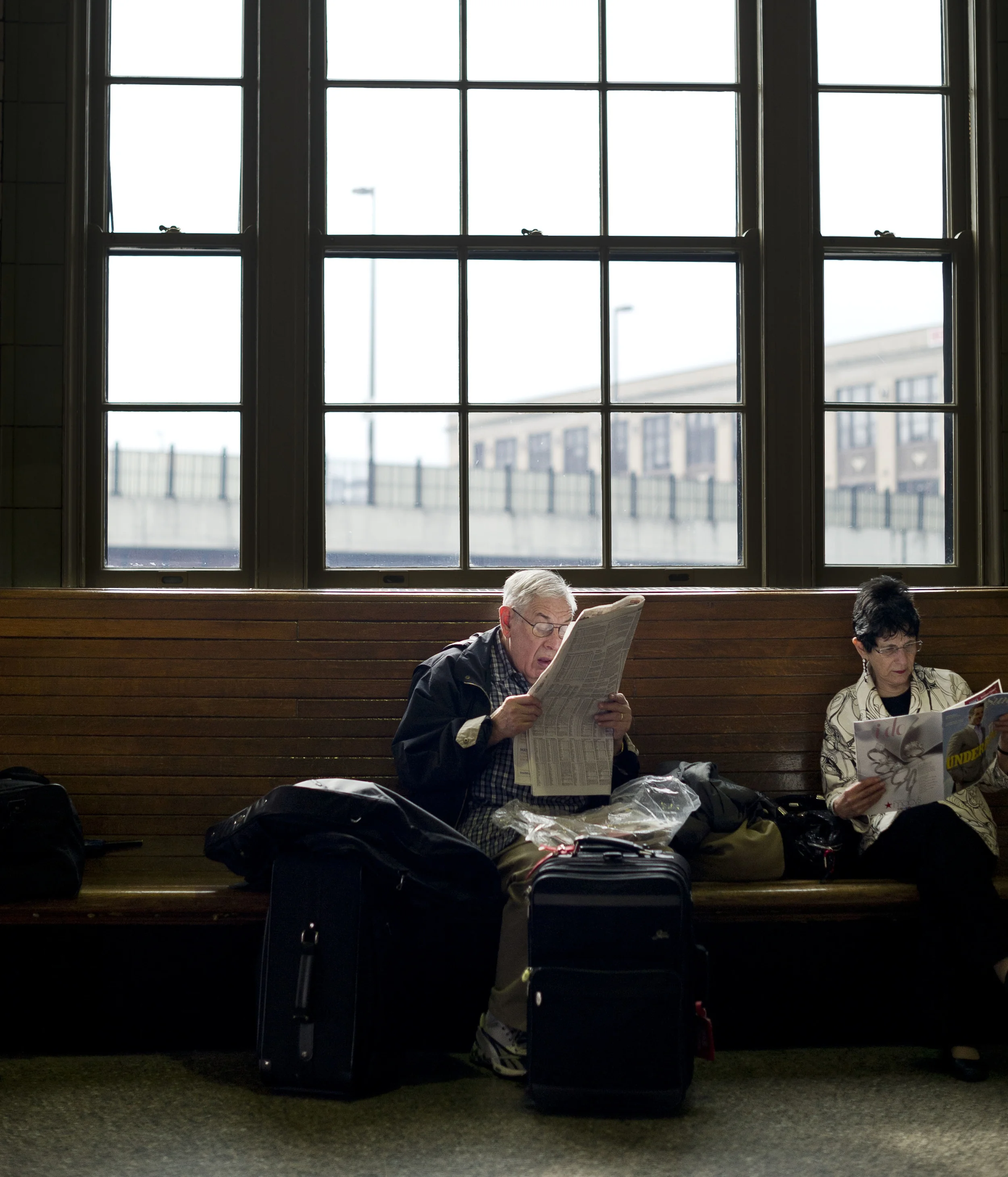 Waiting for the train at Penn Station.