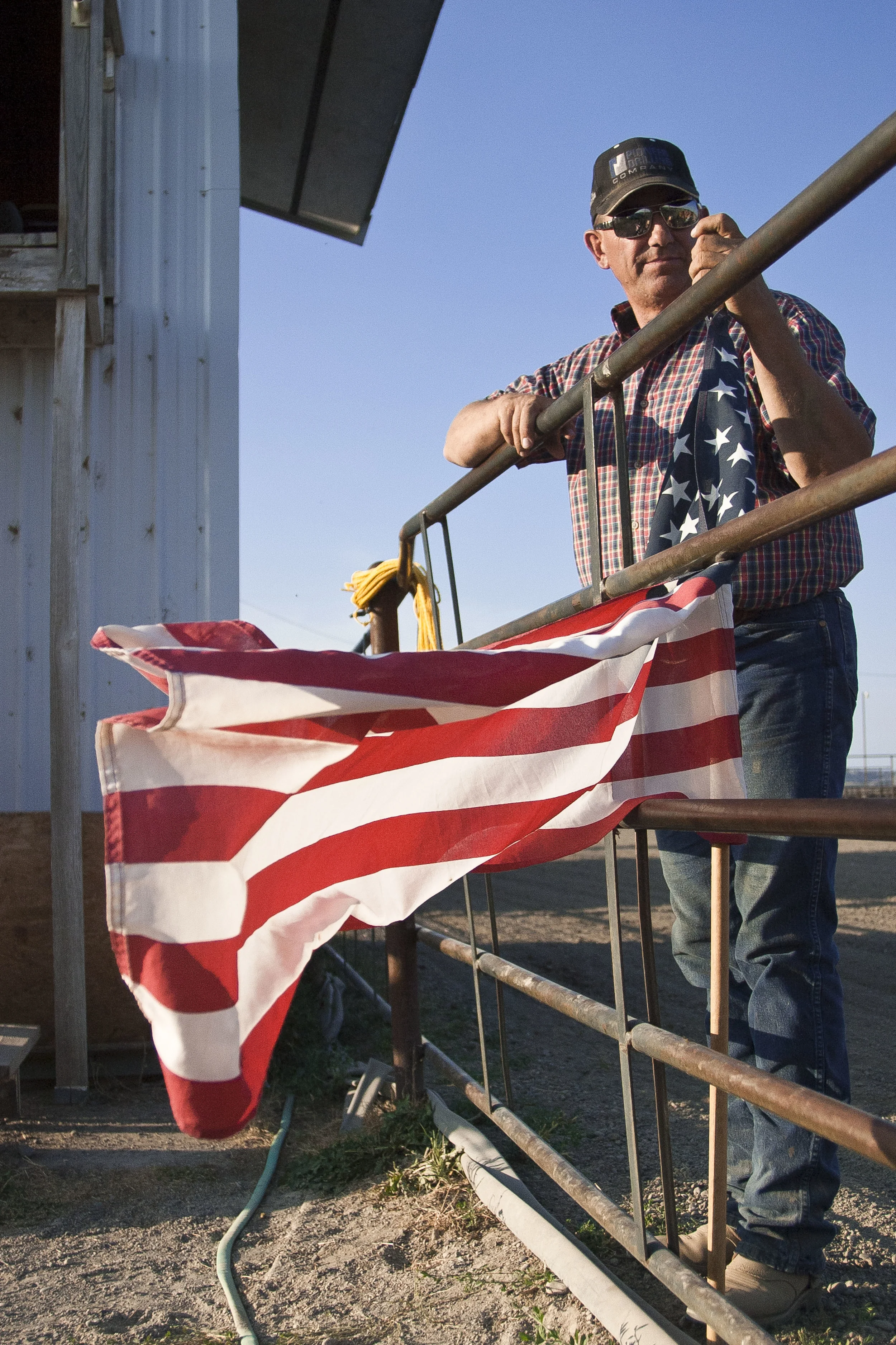 Local rodeo staff before kicking off the events in Worden, Montana.