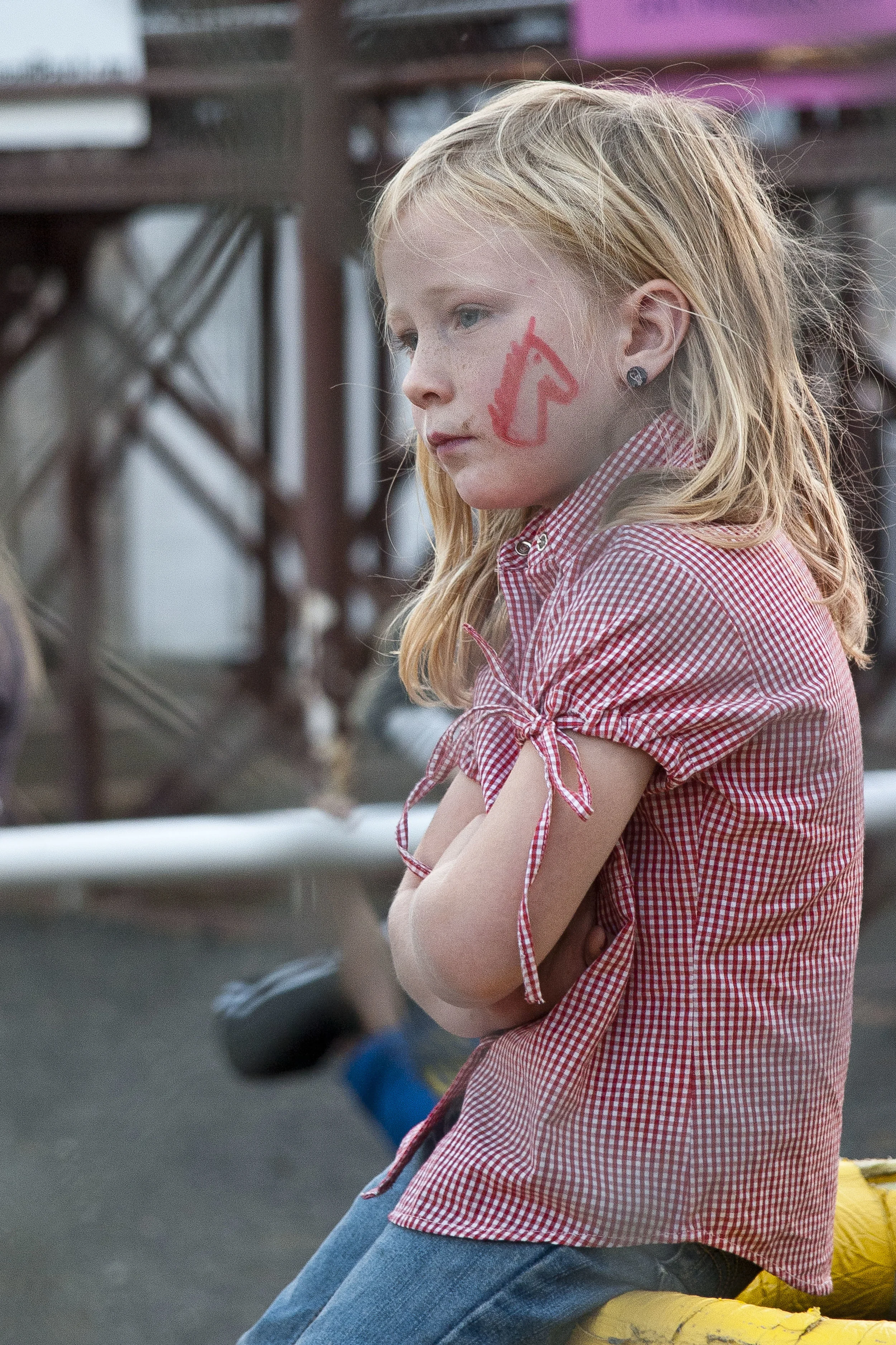 A horse fan at the Cody Rodeo. Cody, Wyoming.