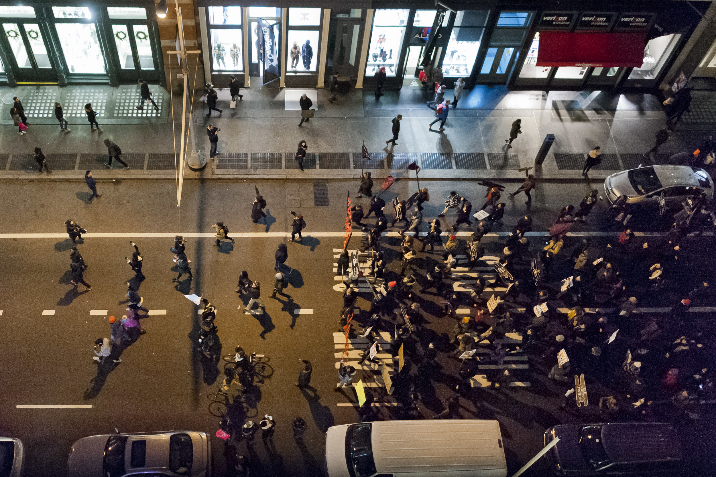  Marching through TriBeCa on December 13, 2014. 