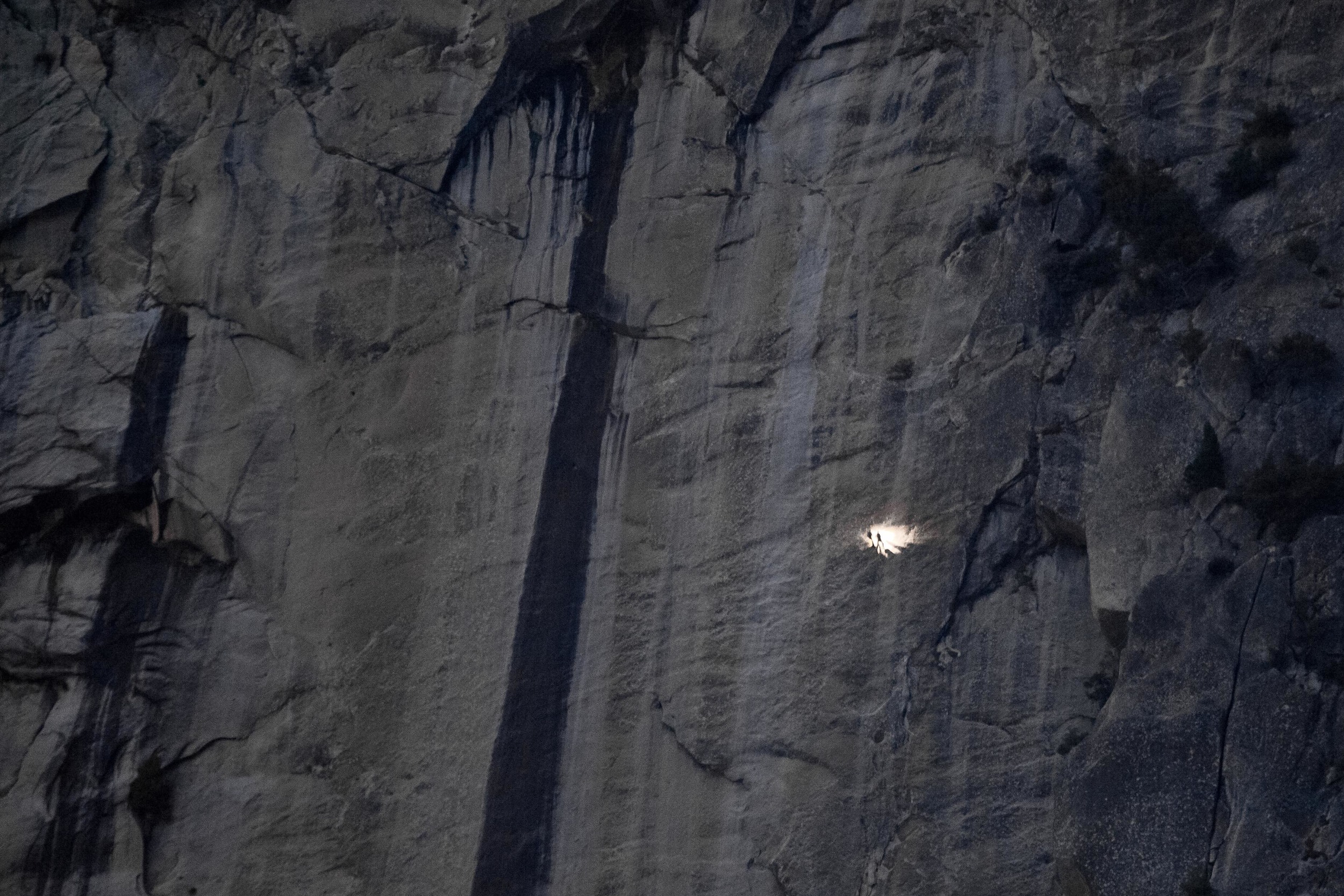 Climbers scale the Royal Arch Cascades in Yosemite Valley, January 2015