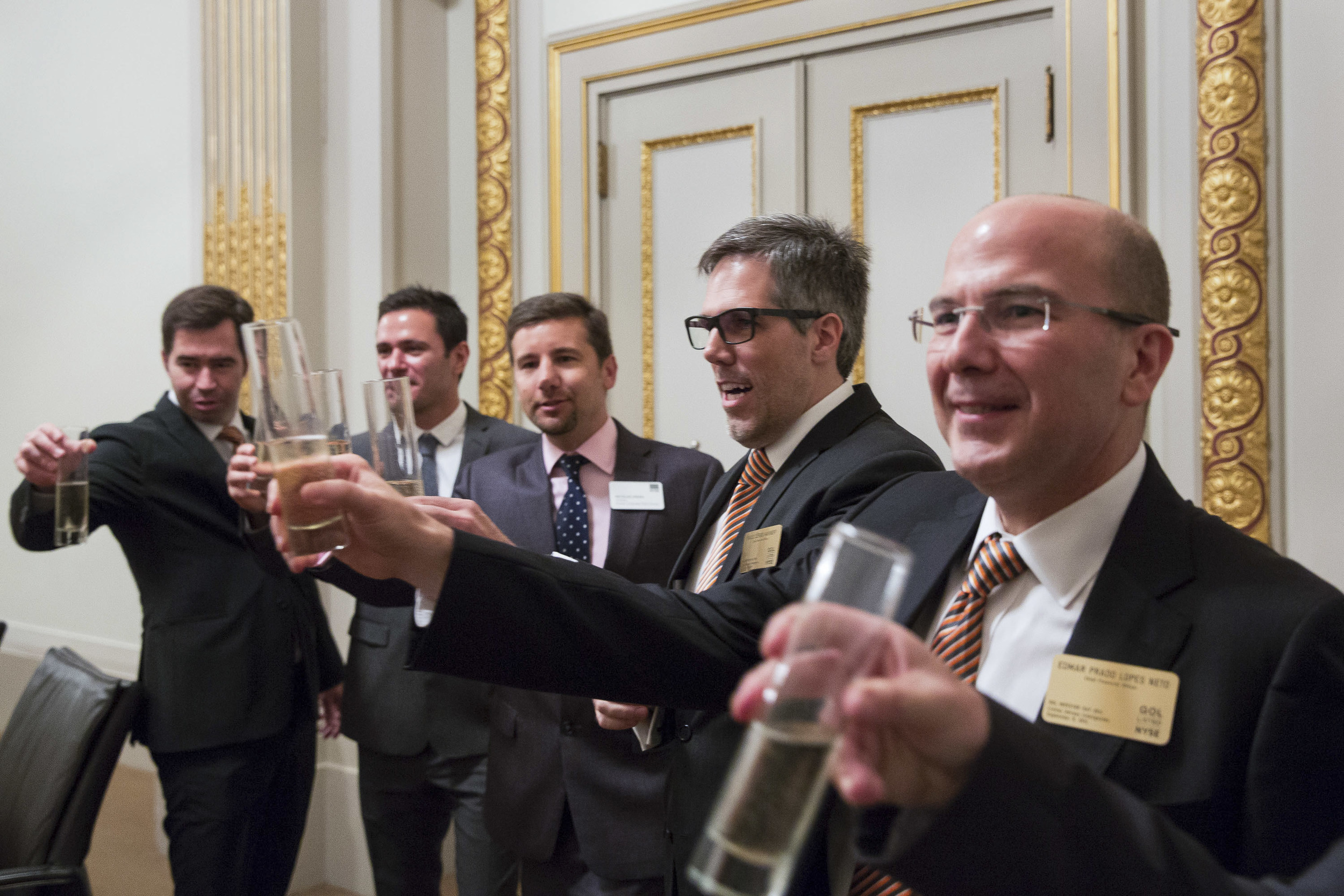 Early morning champagne to celebrate an IPO.