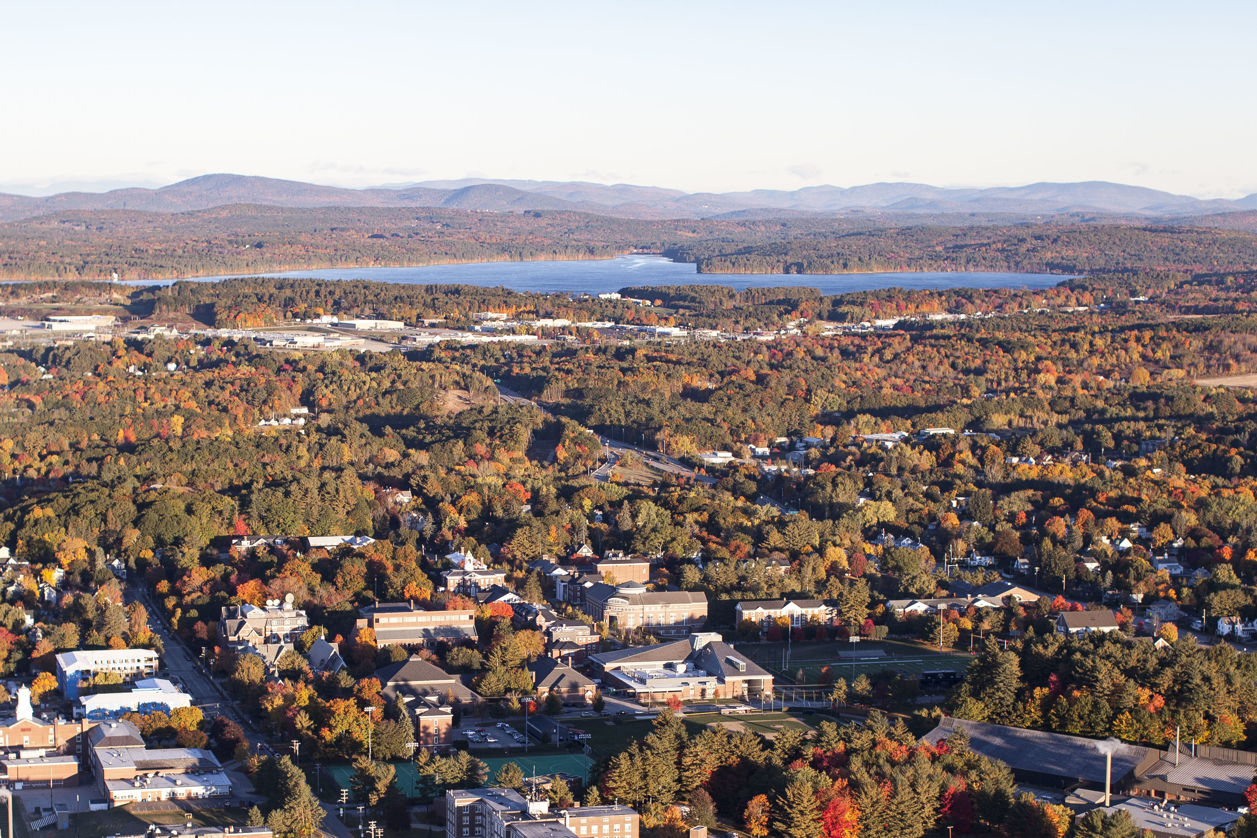 An aerial view of campus and greater Androscoggin County.&nbsp; 