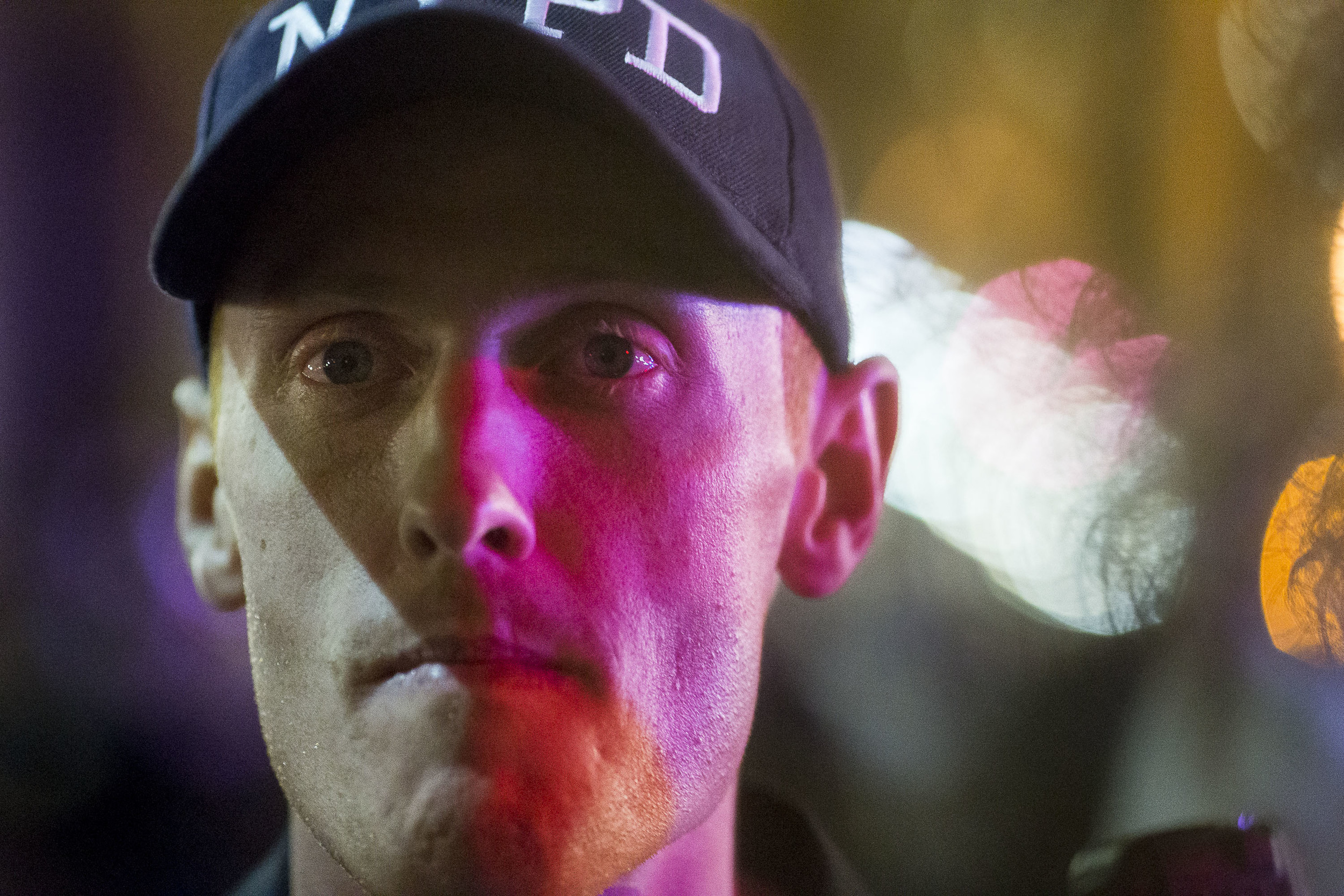 The NYPD personnel overwhelmingly outnumbered the protestors. 