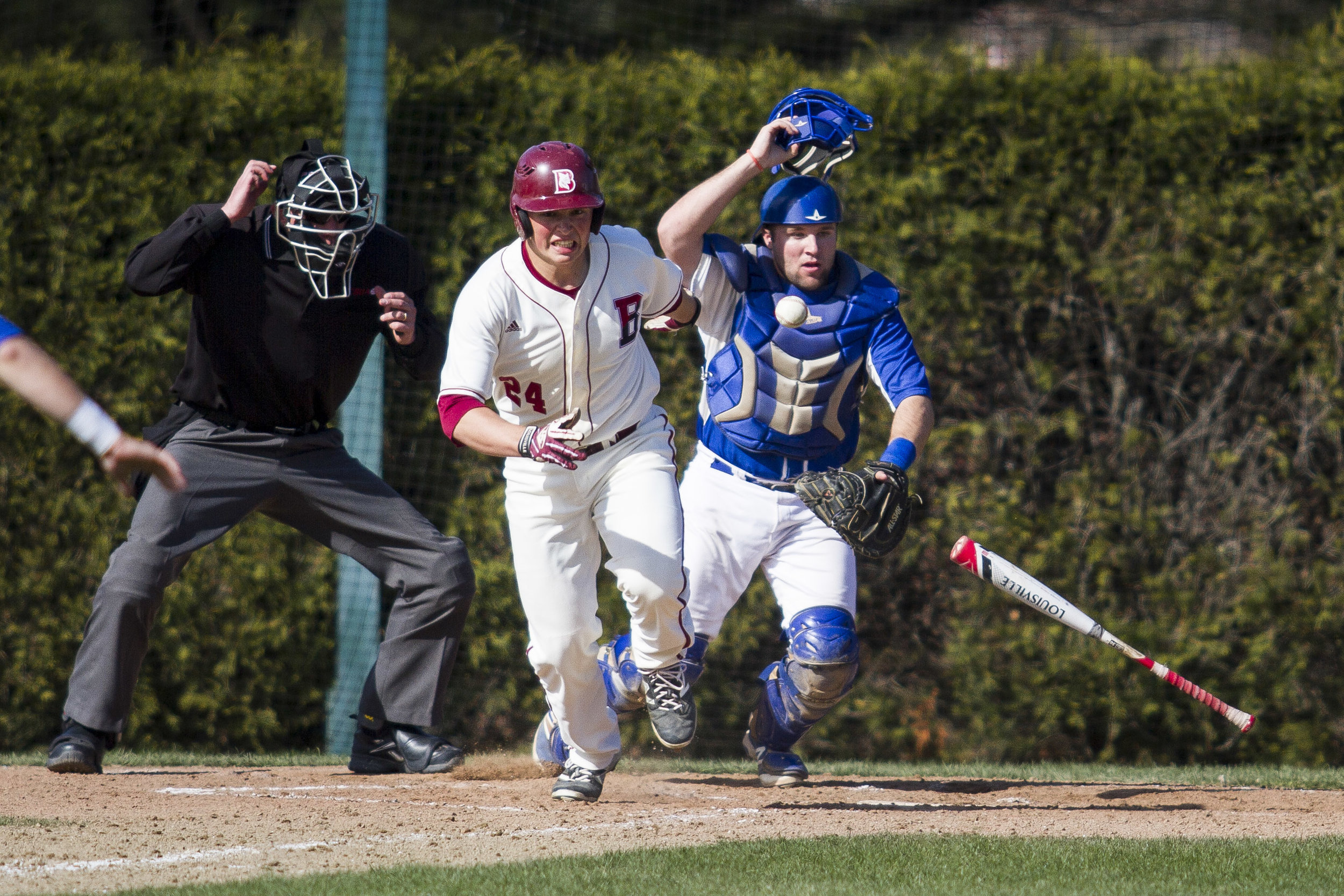 Jake Shapiro '18 lays down a bunt against visiting St. Joseph.