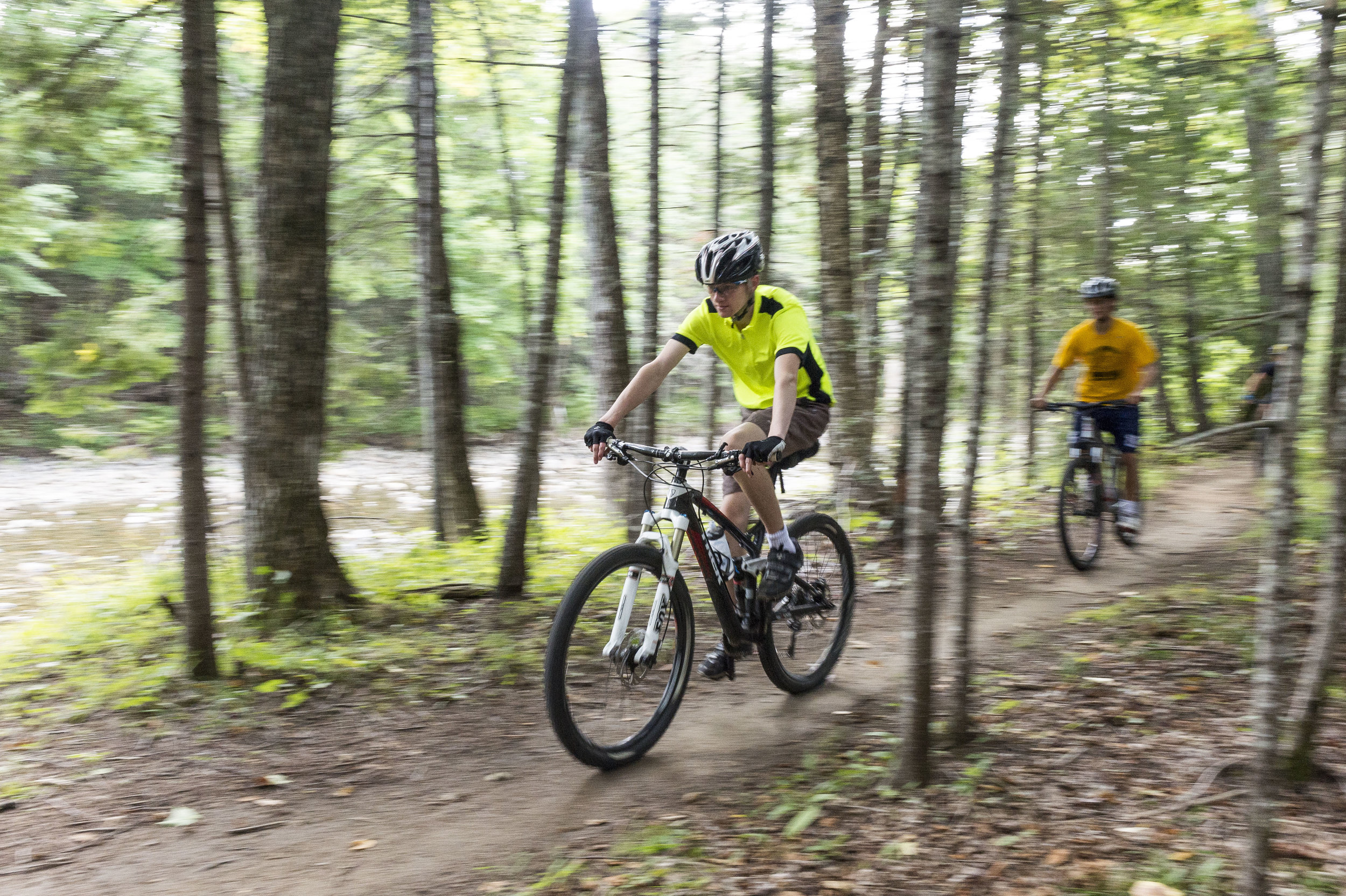  Sam Onion '20 cruises through the bike trails near Sugarloaf Mountain in Carrabassett Valley, Maine on Friday September 2 2016. 