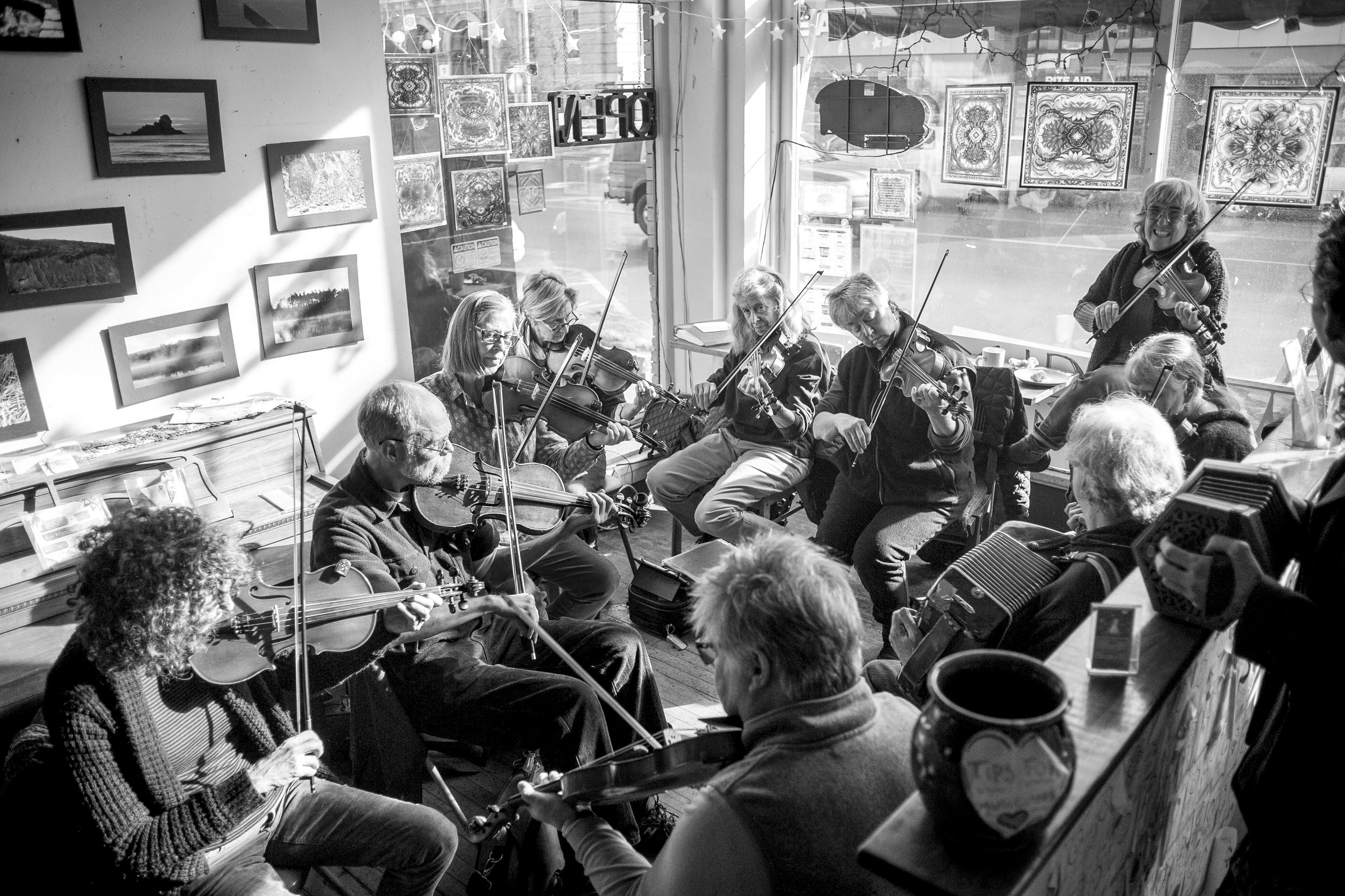 Local musicians gather for a Swedish Jam Session at Bagitos Cafe in Montpelier on Sunday, January 28th 2018.