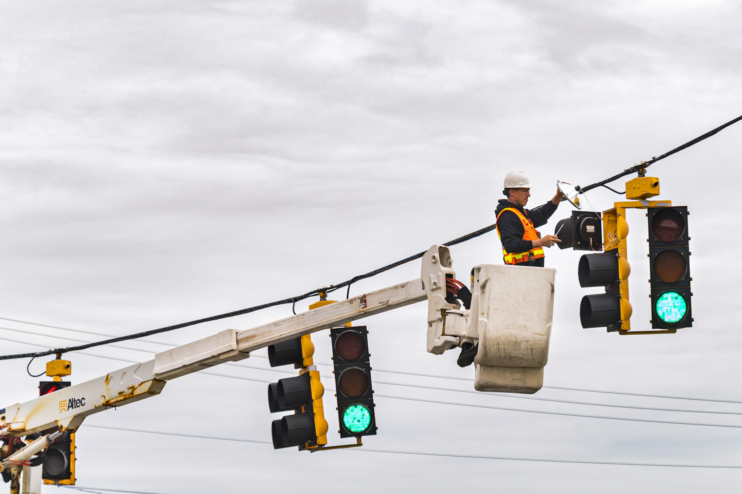  Traffic signals along the Barre-Montpelier road in Berlin, VT receive bulb maintenance on Tuesday, June 18th 2019.  