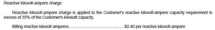 Excerpt from the West Penn Power rate tariff for Schedule 30