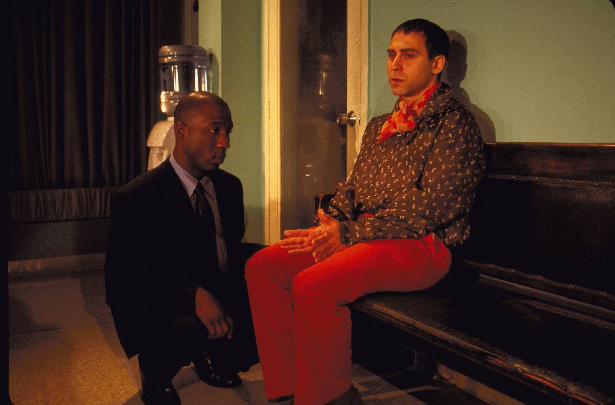 Russell G. Jones as Flip and David Deblinger as Gail, Our Lady of 121st Street Union Square Theater 2002.