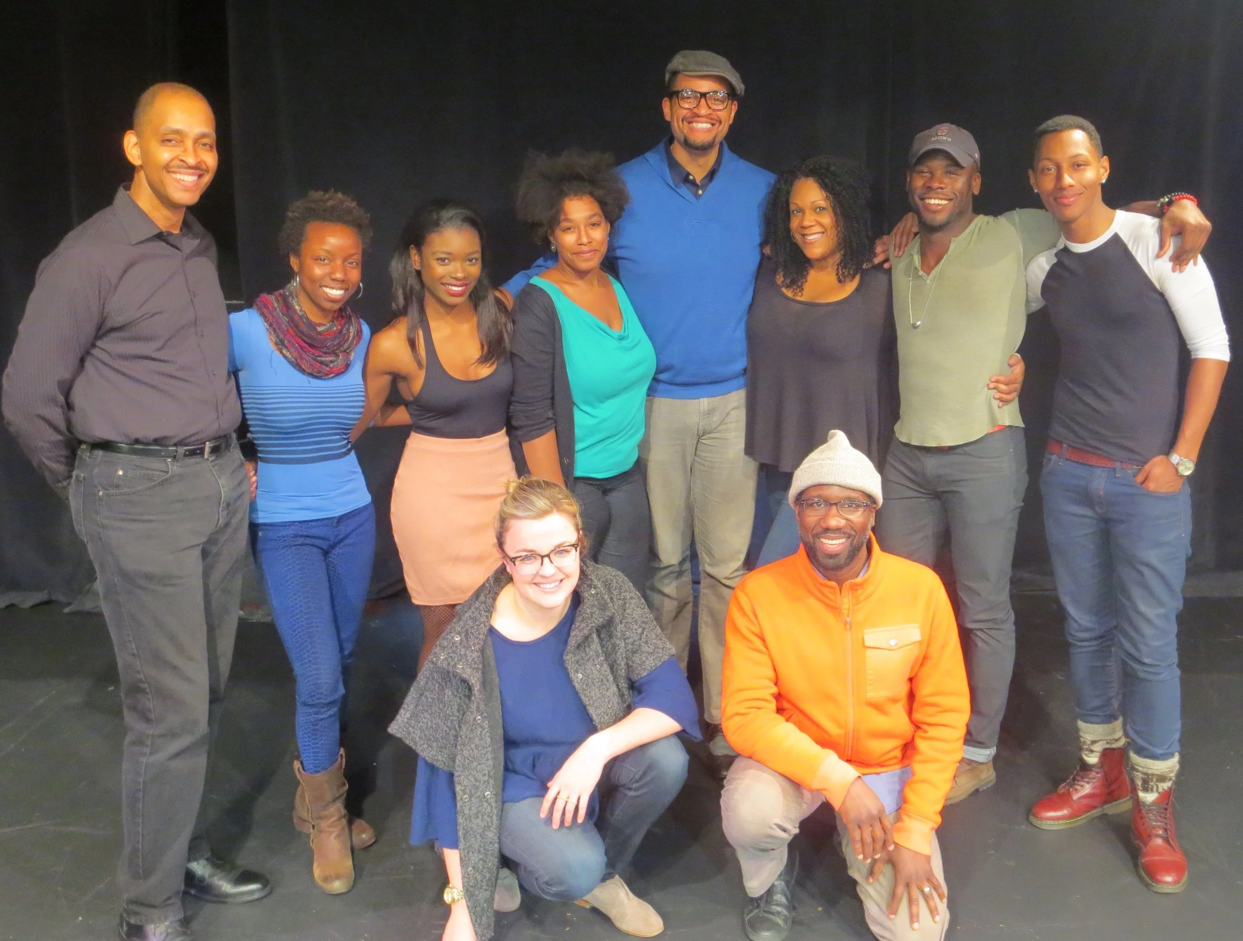 White Party by Amina Henry reading, directed by Sash Bischoff at National Black Theater. Michael Gaines, Ebonée Noel, Amina Henry, Sash Bischoff, Russell G. Jones, Jennifer Fouché, Kyle Vincent Terry, Brandon Gill.