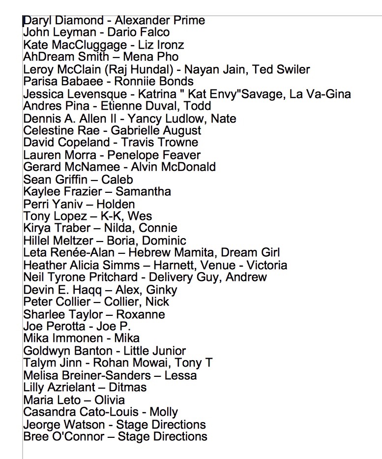 Cast of Platinum Island Pilot reading