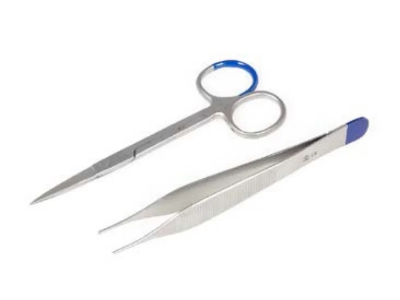 Disposable hechtingverwijder set VKZ LM2014479 (per doos van 100 sets) 1 Iris & ligature schaar recht 11cm 1 Adson anatomische pincet 12cm