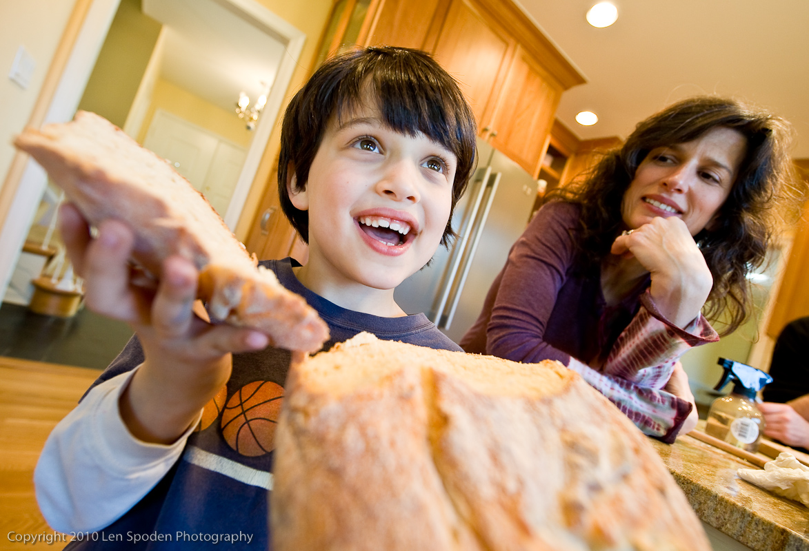 Fresh bread brings smile to boy's face