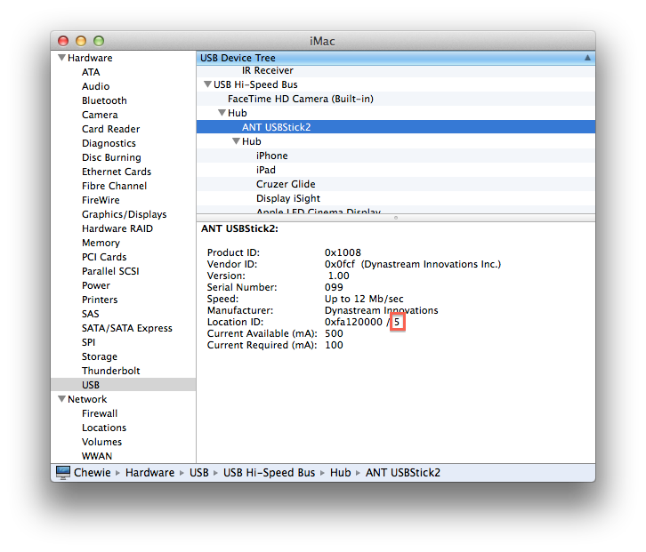 The address of the USB device