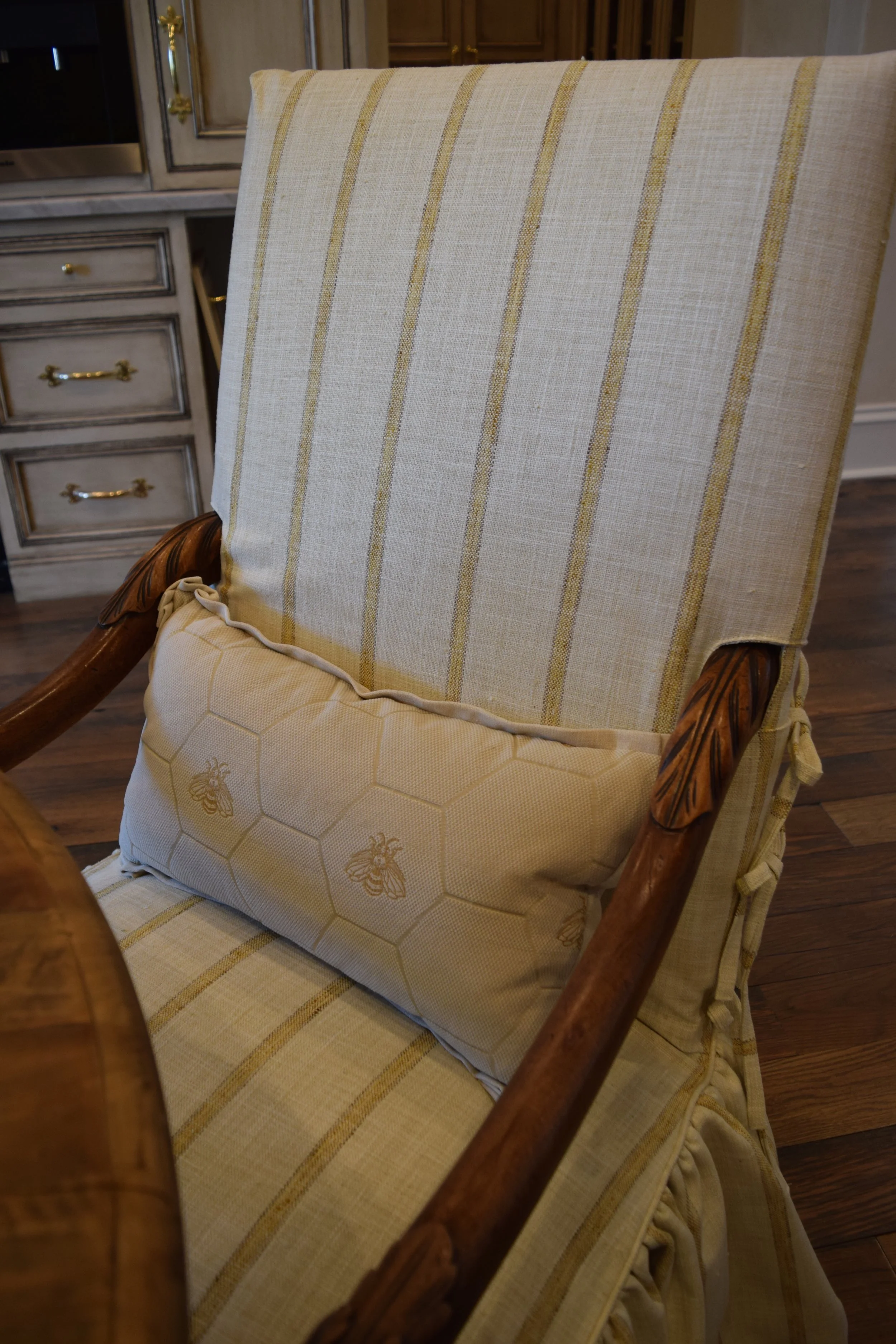 Chairs slipcovered in Pindler Fabric