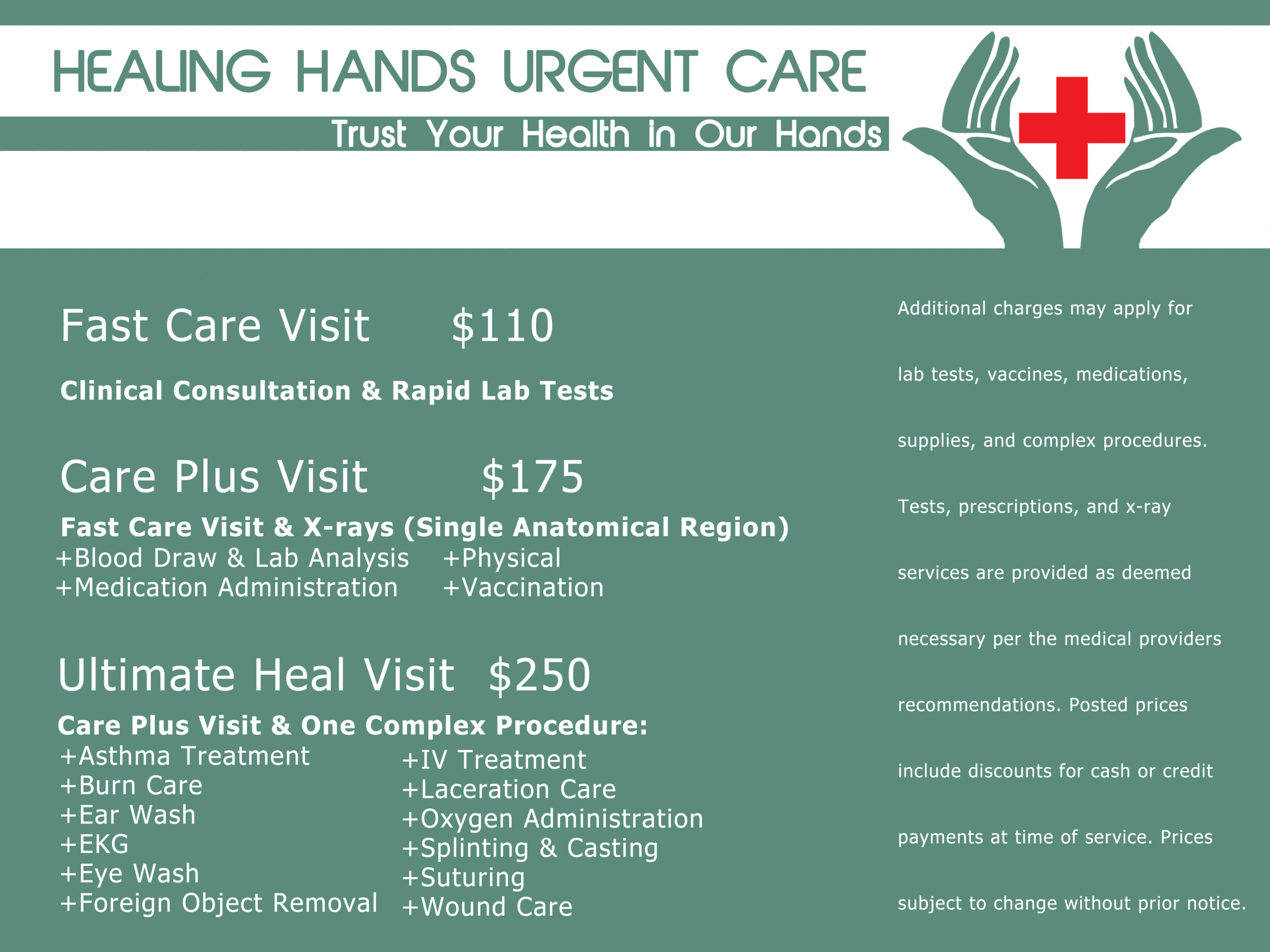 Insurance & Payments — Healing Hands Urgent Care Urgent Care in