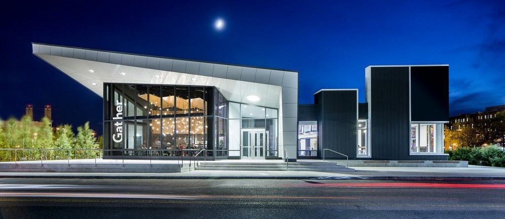 Boston's District Hall, one public venue in the center of the "Innovation District" - http://districthallboston.org