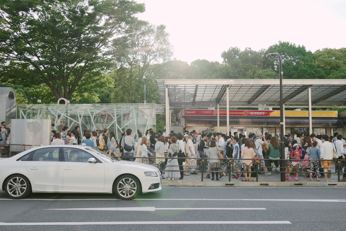 Harajuku station at peak hour.