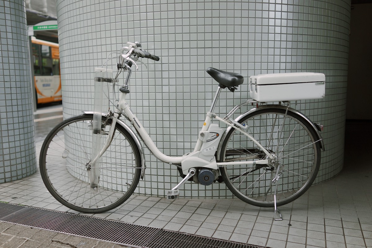 A police bicycle with motor assist. Notice the Panasonic logo.