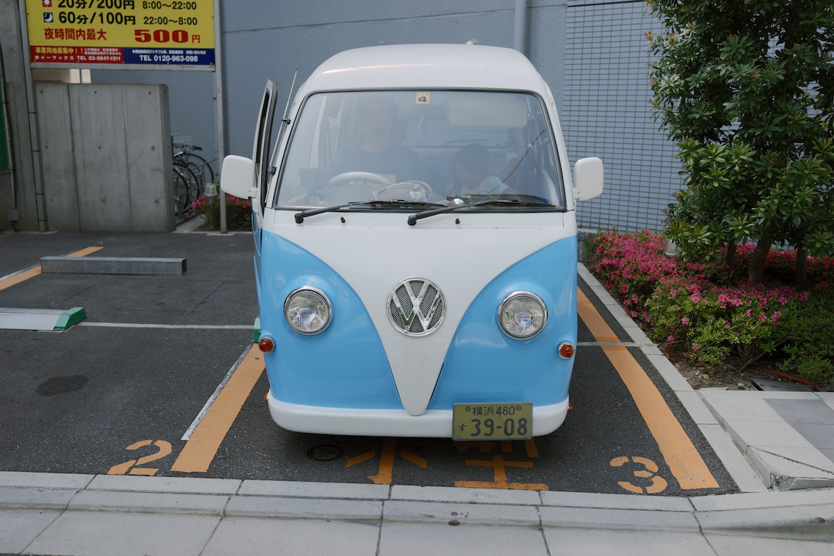 A Subaru Sambar modified into a VW Type 2 imitation.