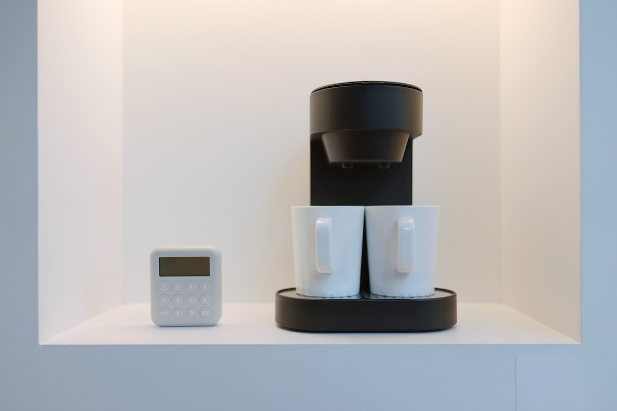 Coffee maker with timer.