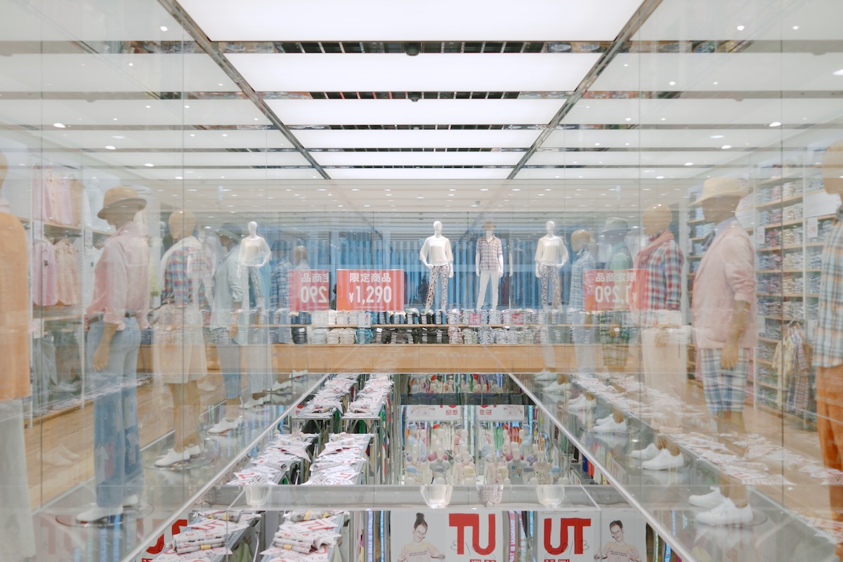 Look inside a glass display at the store.