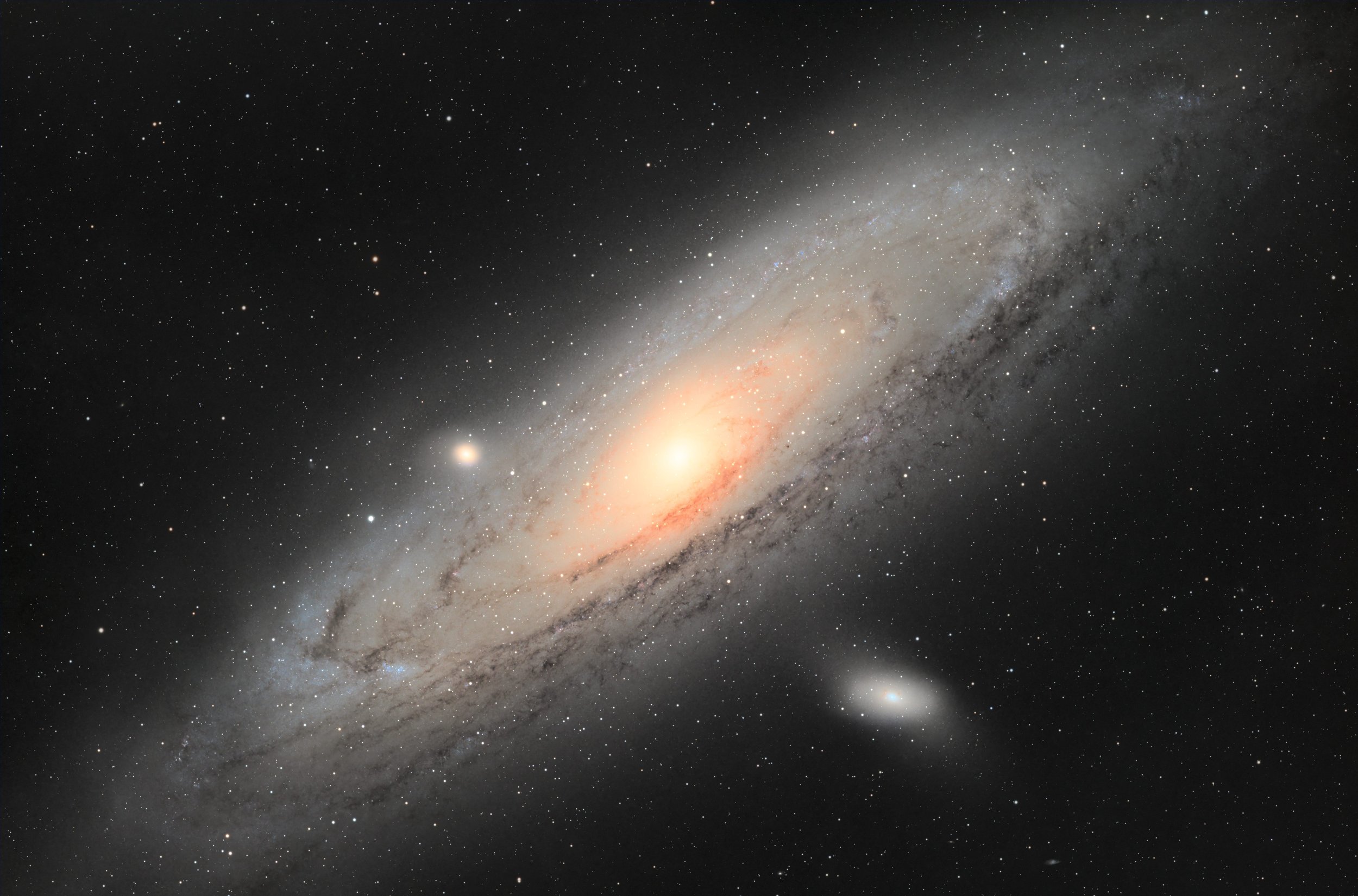  The  Andromeda Galaxy  is a  barred spiral galaxy  [c]  and is the nearest major galaxy to the  Milky Way . It was originally named the  Andromeda Nebula  and is cataloged as  Messier 31 ,  M31 , and  NGC 224 . Andromeda has a  D25 isophotal diamete