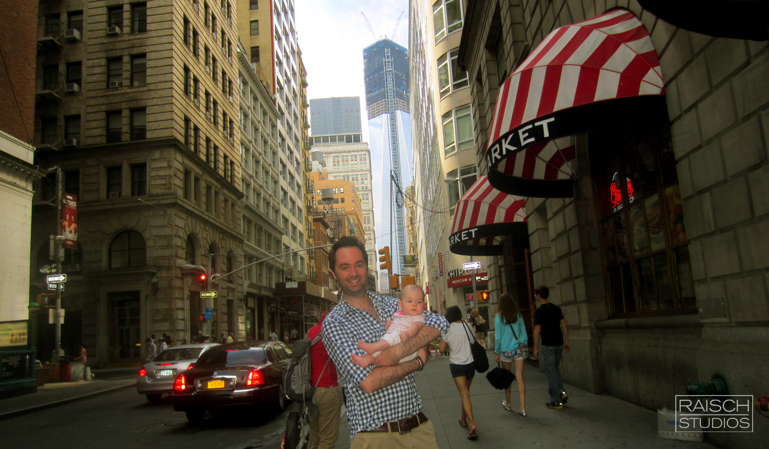 Michael and his daughter seen during the construction of One World Trade Center