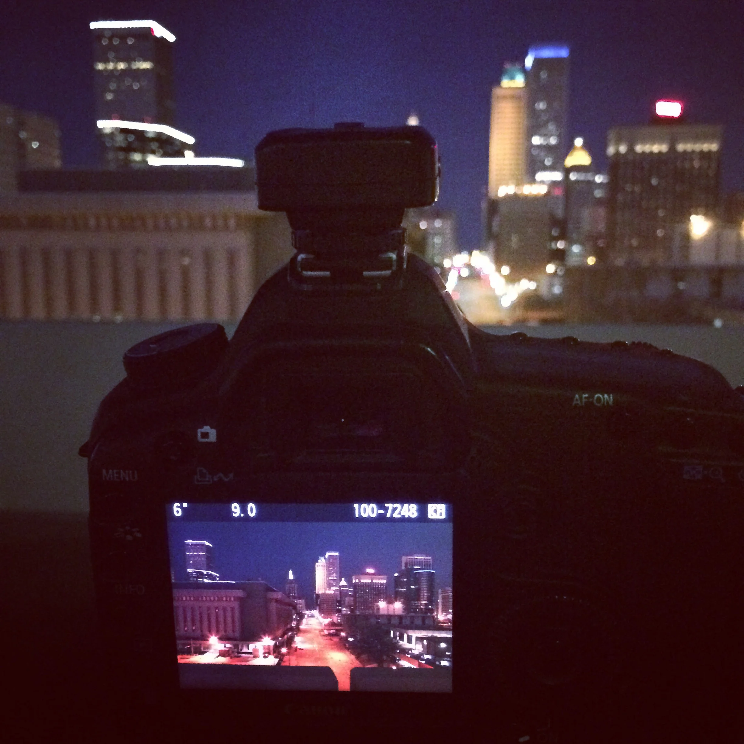 A phone photo of our setup (the tripod was necessary at this point)