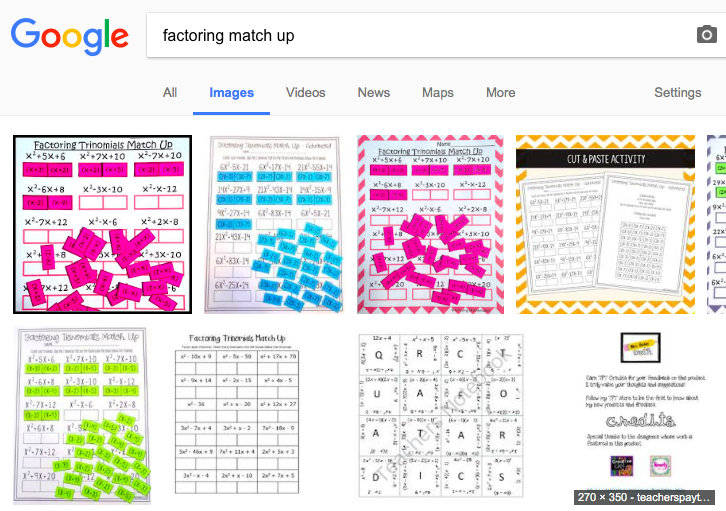 SOME OF THE FACTORING MIX UP PUZZLE WORKSHEETS I WAS INSPIRED BY