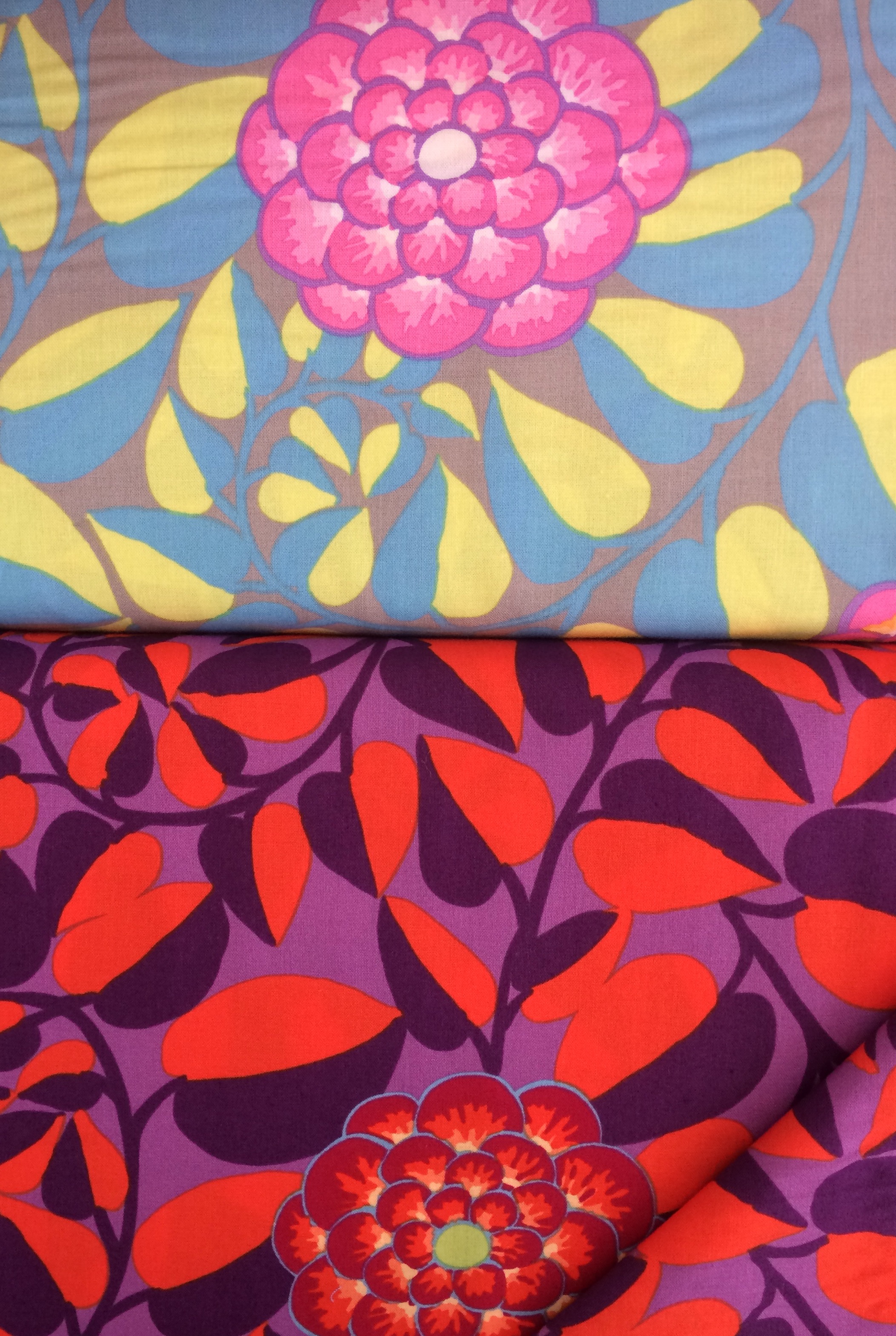 A couple of big bold florals in two different colour ways 