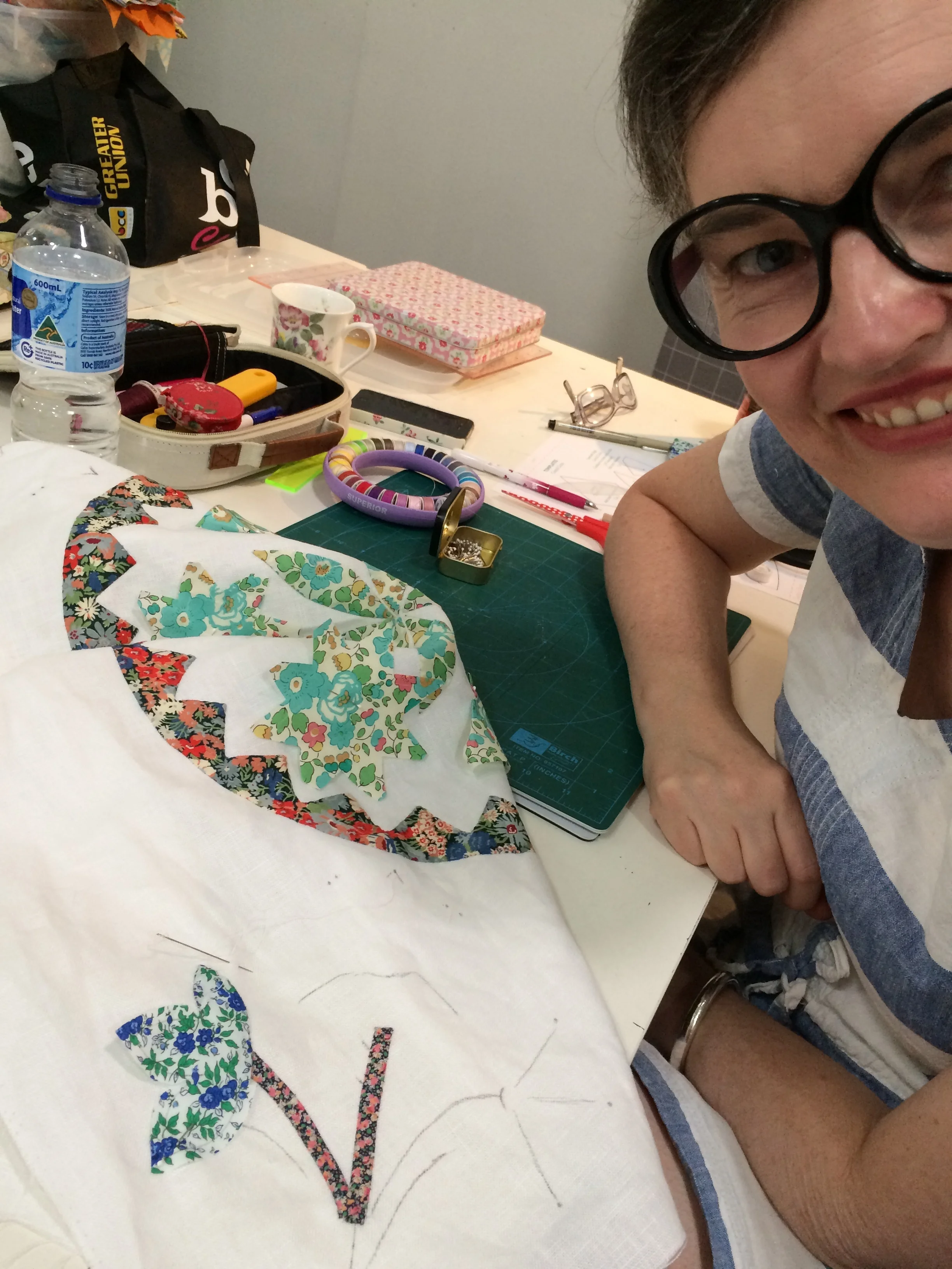 Carolyn's piece is made from Liberty and linen. Is there anything more beautiful than Liberty?