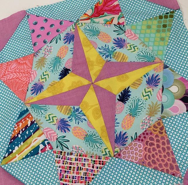 Heather's finished block is a fantastic combination of colour and print. It's fabulous!
