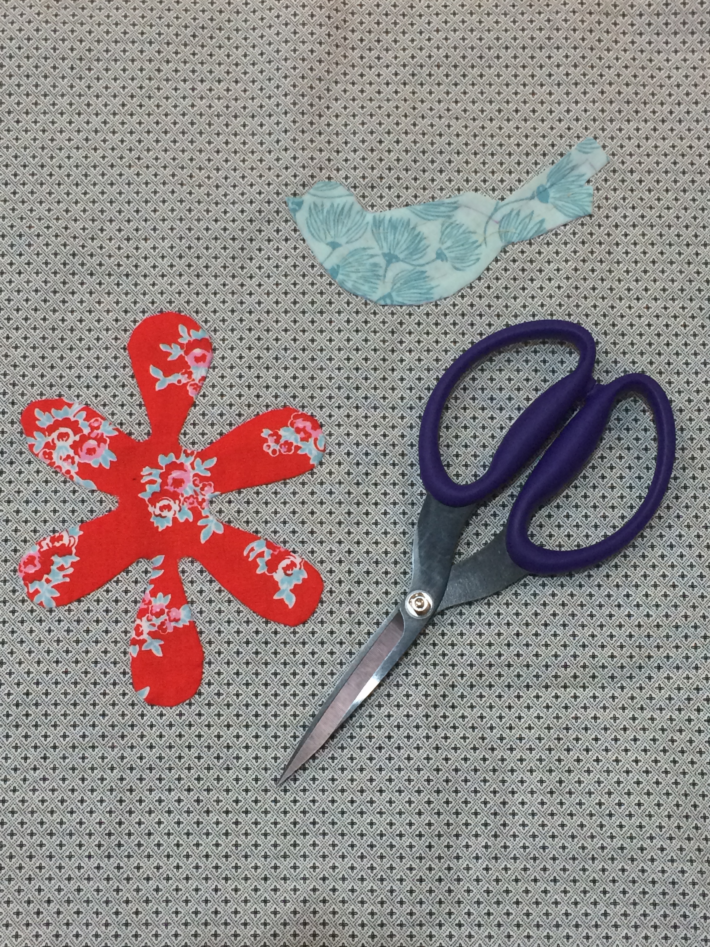 Rosalie's bag has begun with meticulous stitching and contrasting colours.
