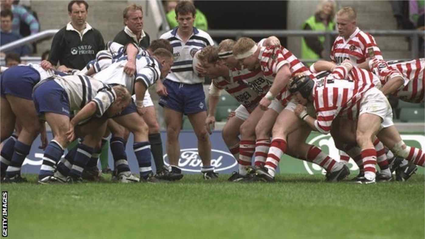 Not the shape of things to scrum: Wigan v Bath 1996.