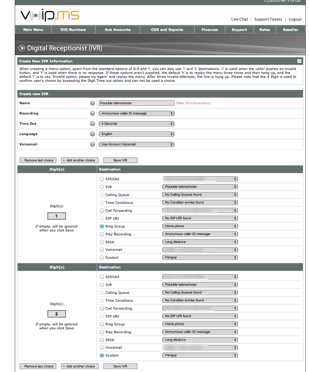 IVR Configuration