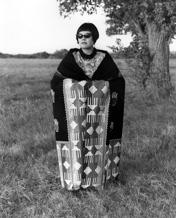 Osage girl wearing hand Blanket