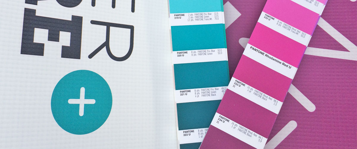 I used these strips to choose the correct PANTONE blue and purple.