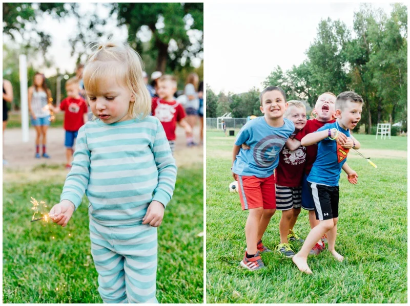 Since we went over the 4th of July, they had a patriotic night with sparklers and a game of capture the glow stick. I went to put Liv to bed and at that time she decided to have major FOMO and wanted to go back out and play! So, sparklers in pj's is what we did!
