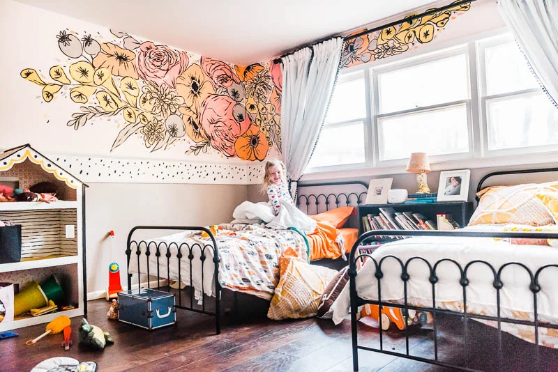 DIY Scribble Floral Mural