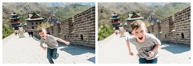 Knox was so excited to wear his school tshirt on the Great Wall and send them a photo.