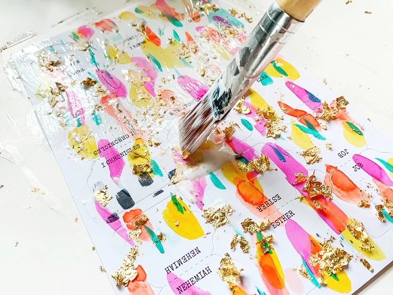 Customizing Bible Tabs with Watercolor and Gold Leaf