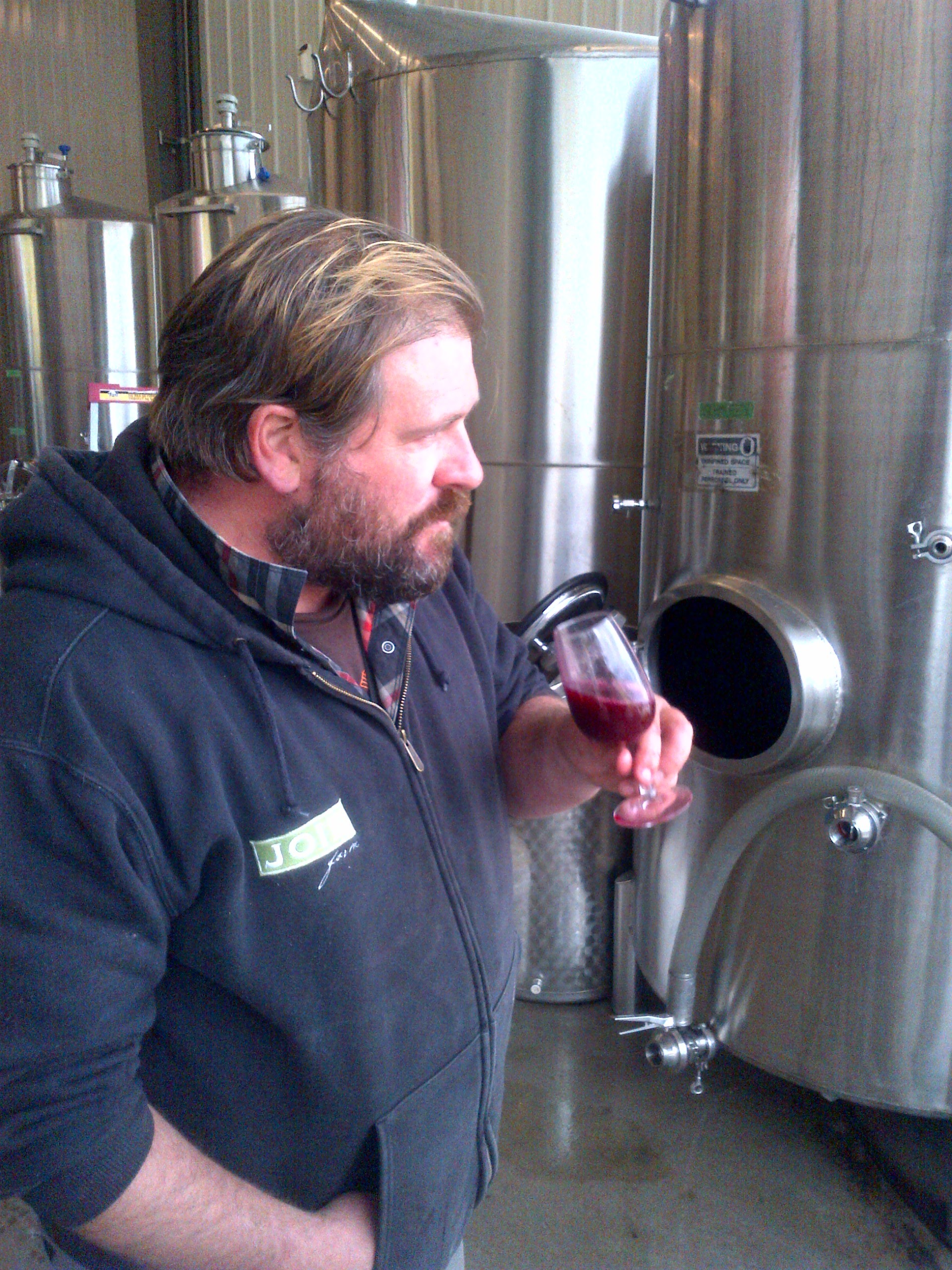  Vineyard manager Robert Thielicke trying out the fresh Gamay juice...  