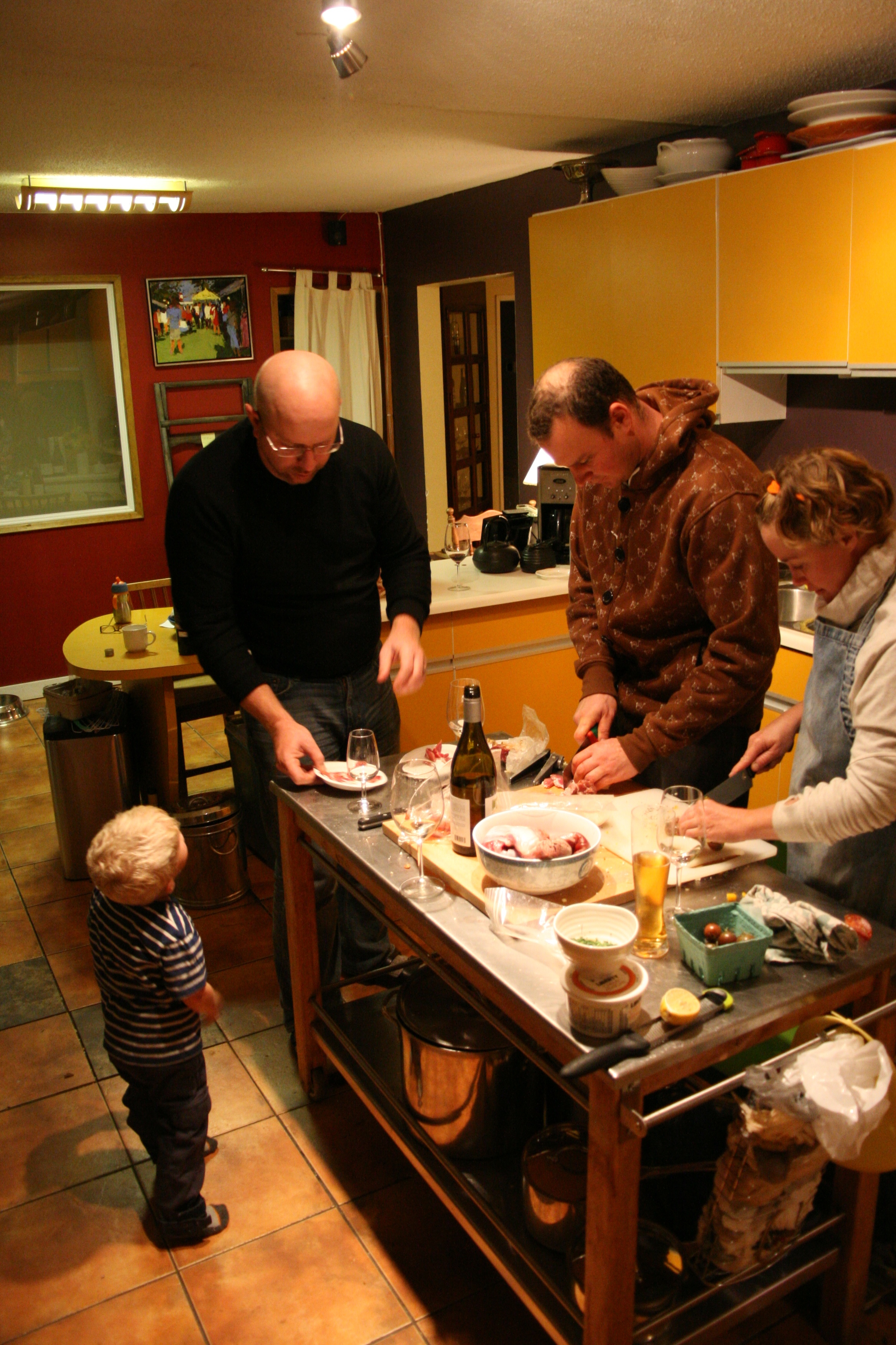 Bustling kitchen prep before dinner...