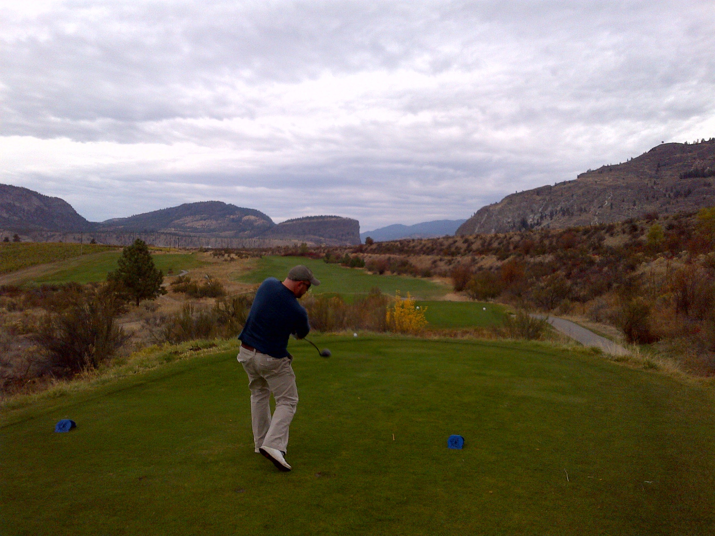  Getting a little golf in with Michael at Nk'Mip winery in Oliver         