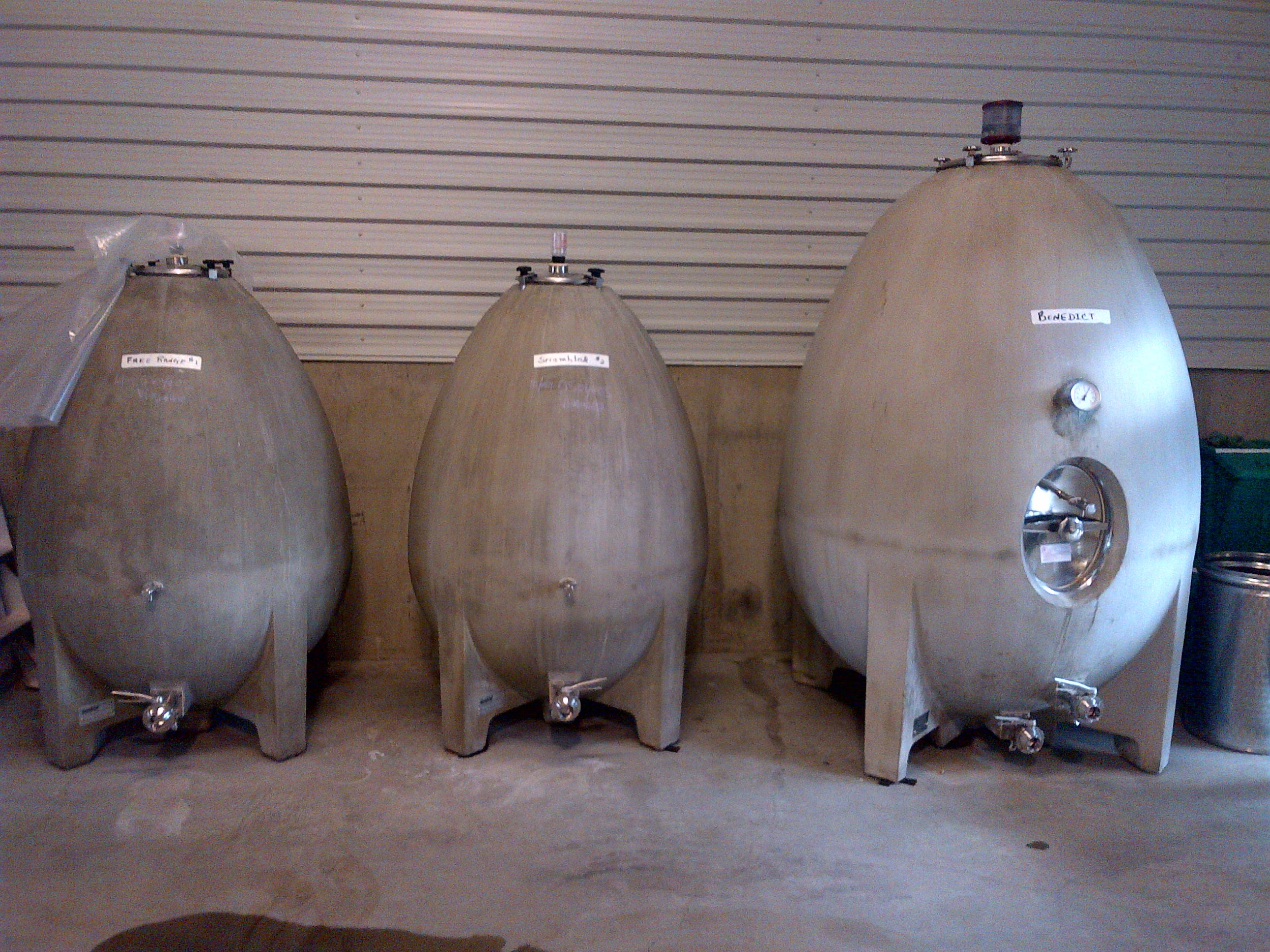 David's three cement eggs, aptly named...