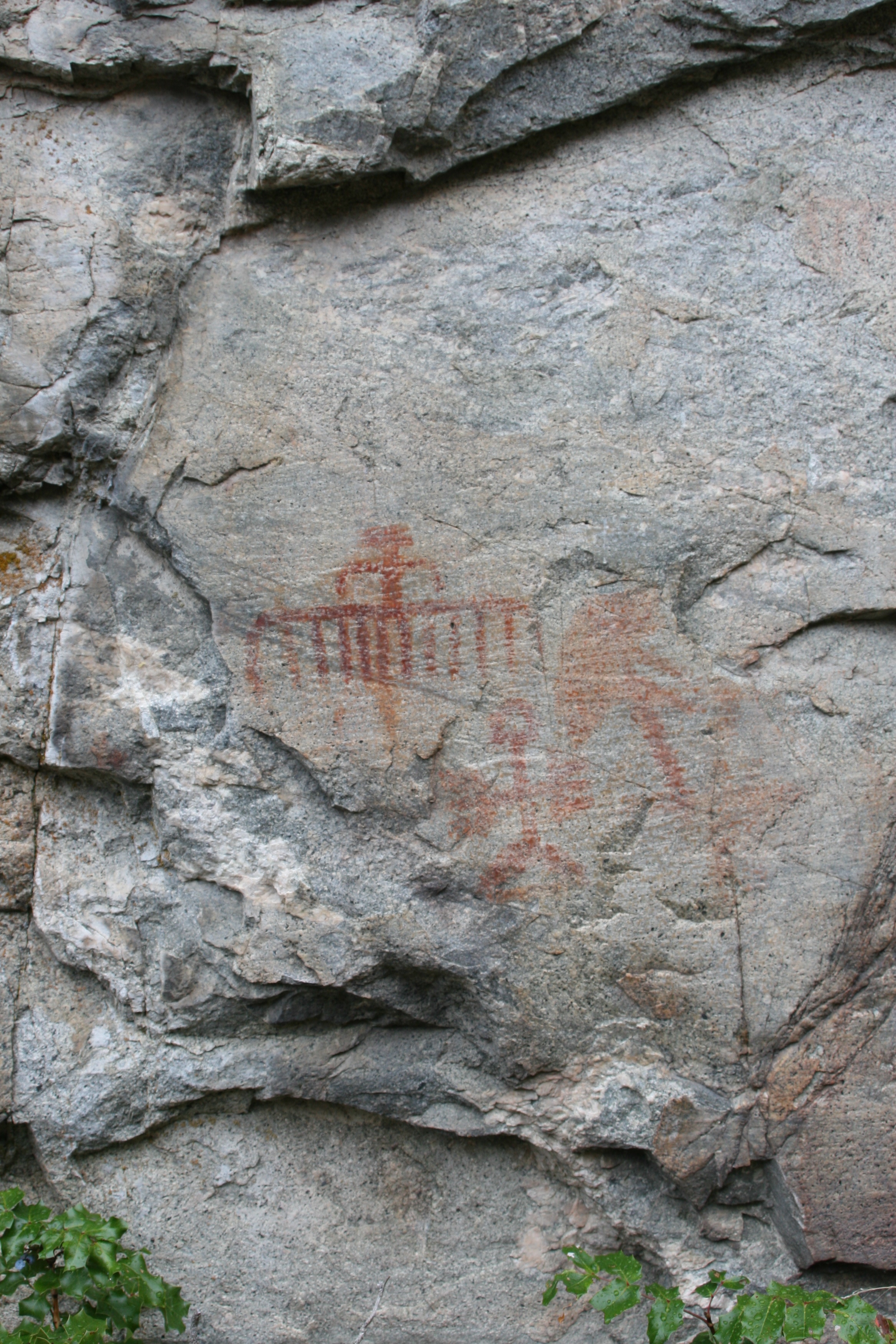  400 year old Native pictographs back in the Bluffs. This inspired the name Painted Rock and Red Icon. 